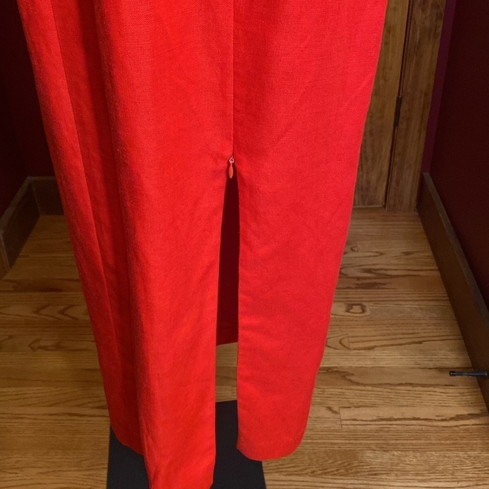 VTG 80s Geary Roark Kamisato Red Linen blend Backless Halter Maxi Dress sz 12 - Picture 10 of 13